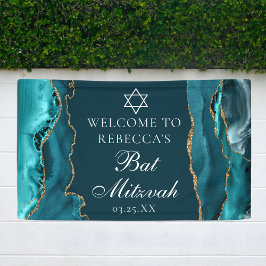 Banderoles Accueil Chic Turquoise Gold Bat mitzvah Party