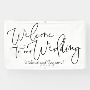 Banderoles Accueil Curieux manuscrit À Notre Mariage 3x5'