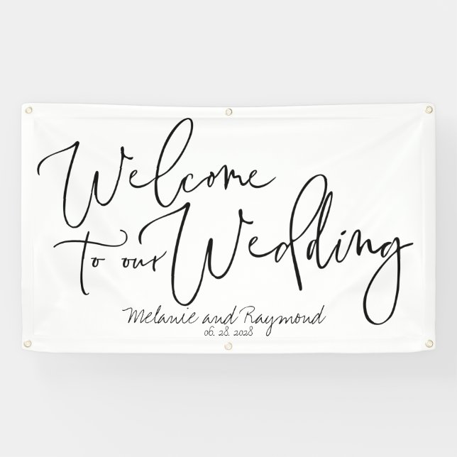 Banderoles Accueil Curieux manuscrit À Notre Mariage 3x5' (Horizontal)