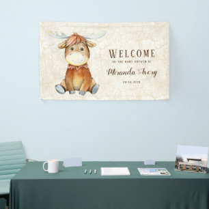 Banderoles Accueil du Baby shower Poster de animal mignon Moo
