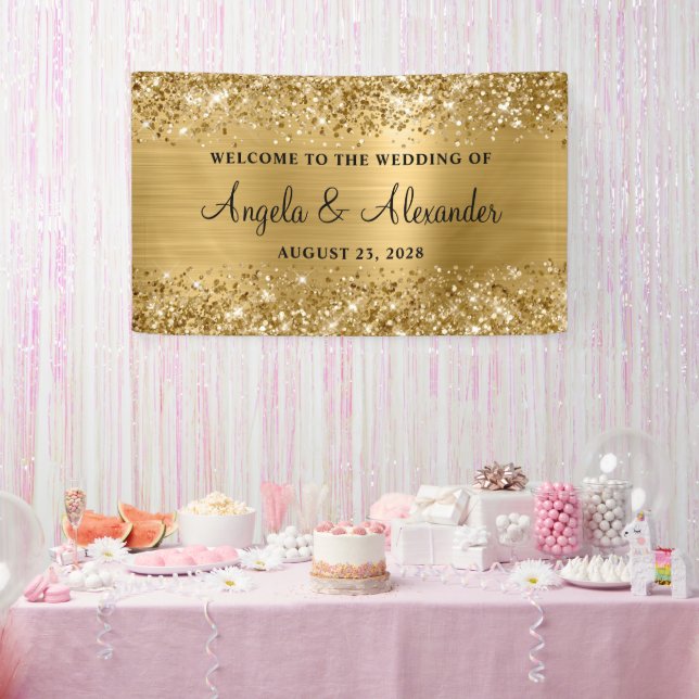 Banderoles Accueil du Mariage Glittery Gold Foil (Fête)