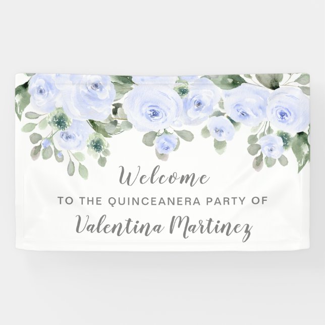 Banderoles Accueil du Rose Dusty Blue Quinceanera (Horizontal)