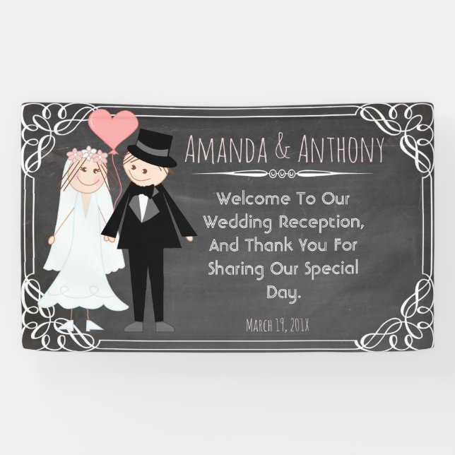 Banderoles Accueil mariage couple (Horizontal)