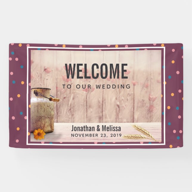 Banderoles Accueil mariage Lait rustique Can (Horizontal)