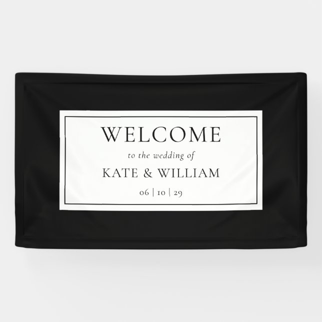 Banderoles Accueil Mariage Noir Et Blanc Moderne Classique (Horizontal)