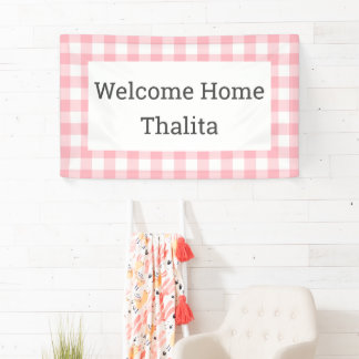 Banderoles Accueil Nom Pink and White Buffalo Check