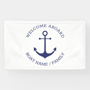Banderoles Accueil personnalisé à bord ancre nautique bleu bl