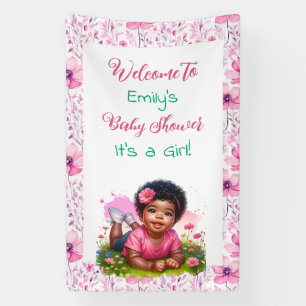 Banderoles Accueil personnalisé Baby shower floral de fille