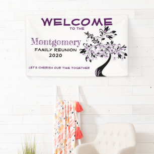 Banderoles Accueil personnalisé Famille Réunion Moderne Arbre