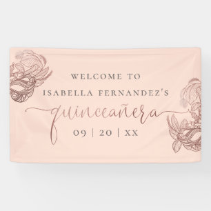 Banderoles Accueil rose de Quinceañera de mascarade de