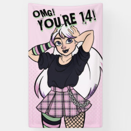 Banderoles Ado fille Pink Cartoon Punk 14e anniversaire