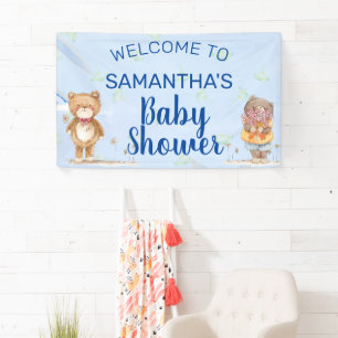 Banderoles Adorable Baby shower d'ours d'aquarelle bleu