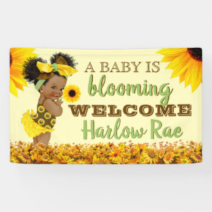 Banderoles Adorable fille de bébé ethnique   Sunflower jaune