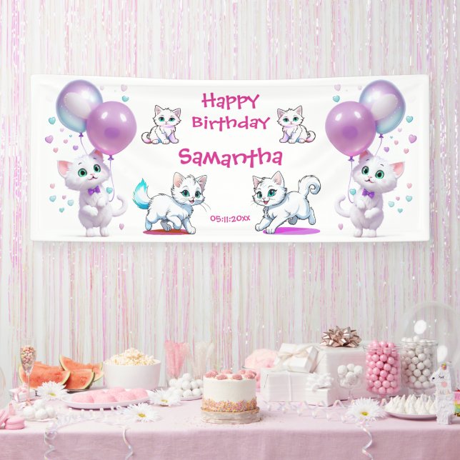 Banderoles Adorable Kitten et baguette Joyeux anniversaire (Fête)