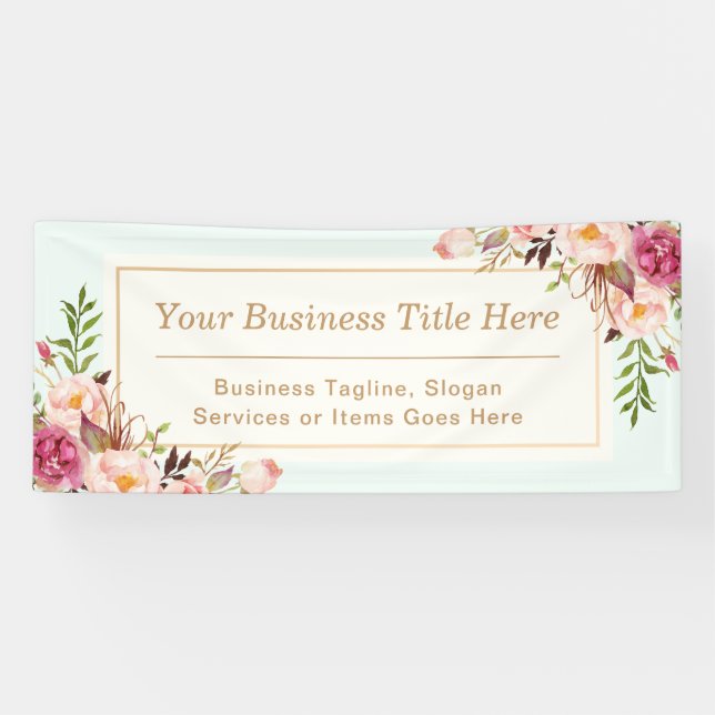 Banderoles Affaires florales d'aquarelle en pastel chic (Horizontal)