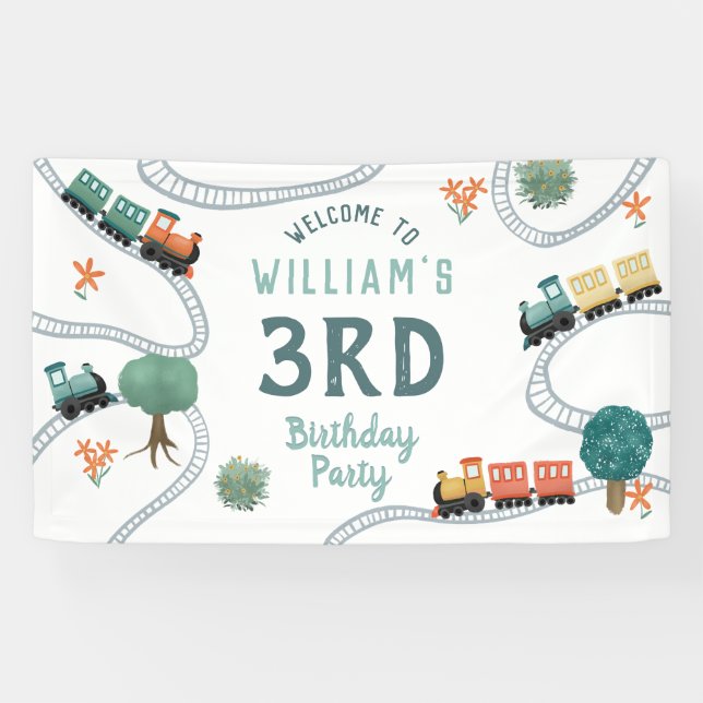 Banderoles Affiche de bienvenue Anniversaire de enfant de tra (Horizontal)
