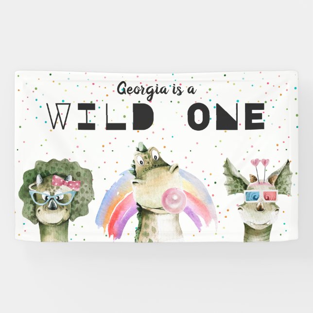 Banderoles Affiche de bienvenue d'anniversaire Dinosaur moder (Horizontal)