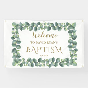 Banderoles Affiche de bienvenue moderne Eucalyptus Boy Baptis