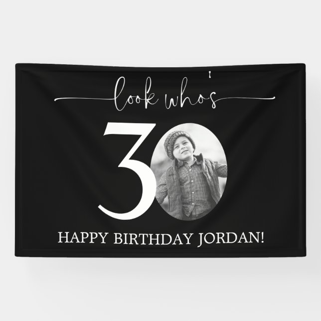 Banderoles Affiche de bienvenue noire du 30e anniversaire | R (Horizontal)