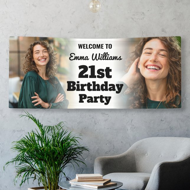 Banderoles Affiche de bienvenue personnalisée Photo fille 21e (Personalized Welcome Sign 21st Birthday Girl Photo
)