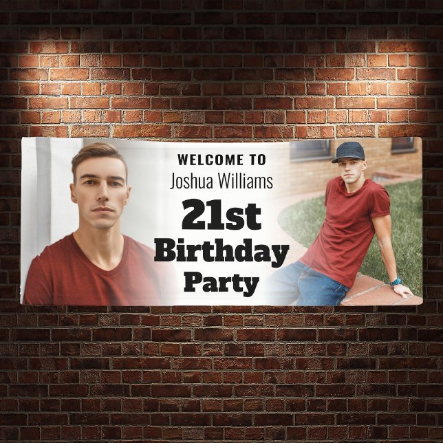 Banderoles Affiche de bienvenue personnalisée Photo Hommes 21 (Personalized Welcome Sign Photo Men 21st Birthday
)