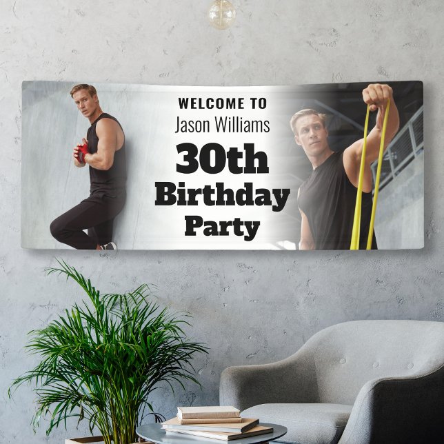 Banderoles Affiche de bienvenue personnalisée Photo Hommes 30 (Personalized Welcome Sign Photo Men 30th Birthday
)
