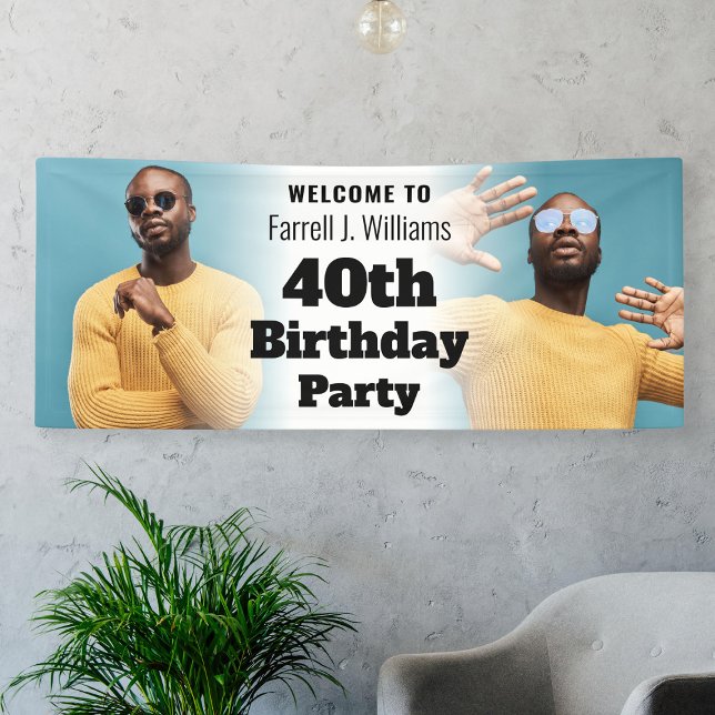 Banderoles Affiche de bienvenue personnalisée Photo Hommes 40 (Personalized Welcome Sign Photo Men 40th Birthday
)