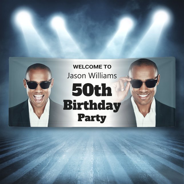 Banderoles Affiche de bienvenue personnalisée Photo Hommes 50 (Personalized Welcome Sign Photo Men 50th Birthday
)