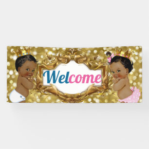 Banderoles African Prince Princess Pink Blue Parties scintill