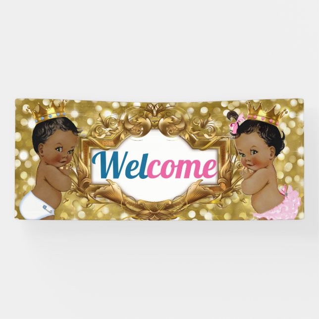 Banderoles African Prince|Princess Pink|Blue Parties scintill (Horizontal)
