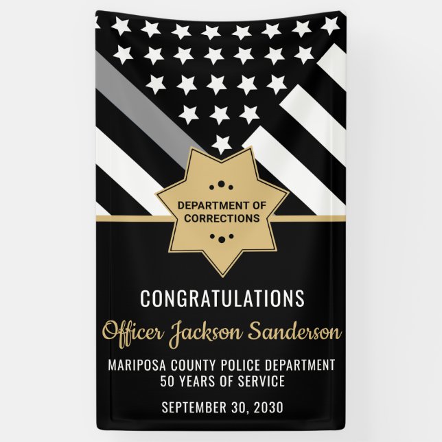 Banderoles Agent correctionnel Retraite Silver Line Bienvenue (Vertical)