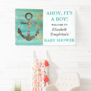 Banderoles Ahoy C'est un garçon Ancre nautique Ocean Baby