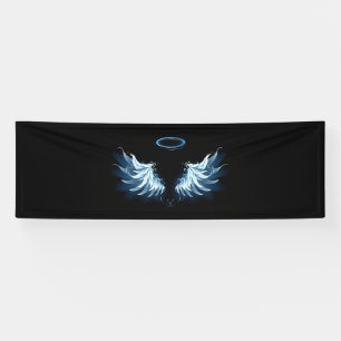 Banderoles Ailes d'angle brillant bleu sur arrière - plan noi