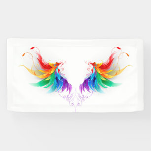 Banderoles Ailes fluffy arc-en-ciel