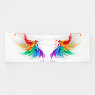 Banderoles Ailes fluffy arc-en-ciel
