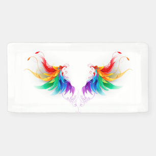 Banderoles Ailes fluffy arc-en-ciel
