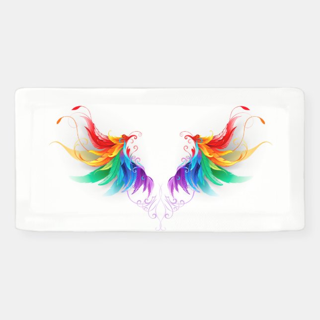 Banderoles Ailes fluffy arc-en-ciel (Horizontal)