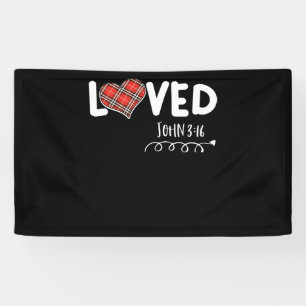 Banderoles Aimé Jean 3:16 Rouge Coeur Plaid Christian