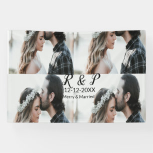 Banderoles Ajouter couple photo merisier marié ajouter date a