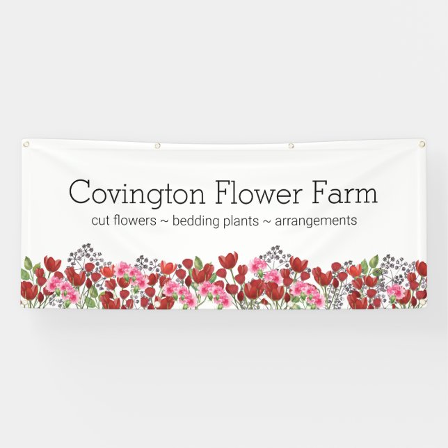 Banderoles Ajouter un nom d'entreprise| Ferme de fleurs perso (Horizontal)
