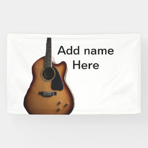 Banderoles Ajouter votre nom texte brun acoustique guitare éd