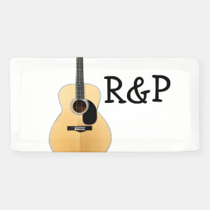 Banderoles Ajouter votre nom texte brun acoustique guitare mo