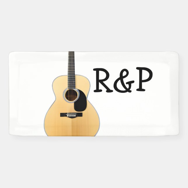 Banderoles Ajouter votre nom texte brun acoustique guitare mo (Horizontal)