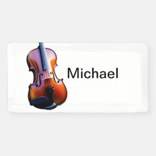 Banderoles Ajouter votre nom texte brun violon musique amoure