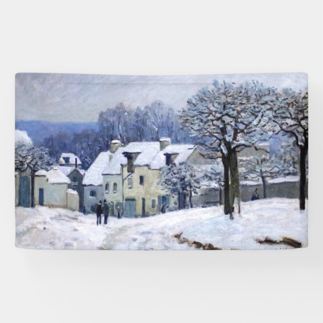Banderoles Alfred Sisley - Place Chenil à Marly, Effet Neige (Horizontal)