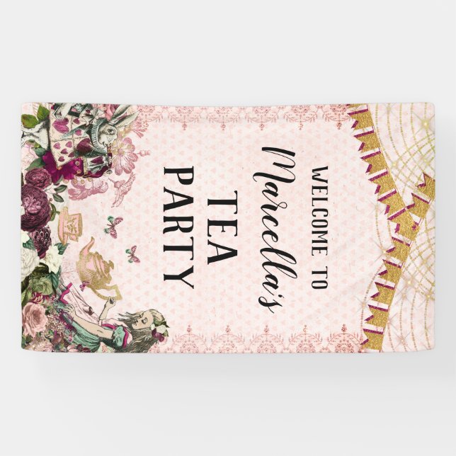 Banderoles Alice au Pays des merveilles Tea Party (Horizontal)