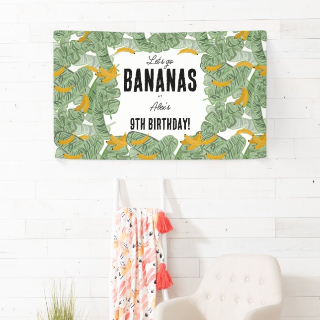 Banderoles Allons-y Bananas Banana Tropical Birthday Theme (En situation)