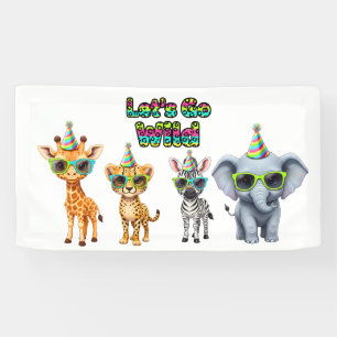 Banderoles Allons-y sauvage, animal de fête avec lunettes de
