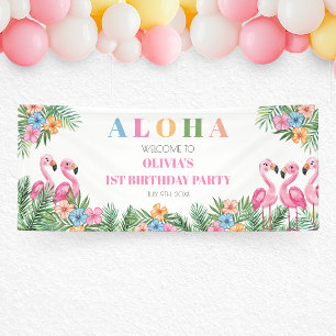 Banderoles Aloha Flamant rose Tropical Enfants 1er anniversai