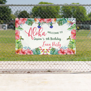 Banderoles Aloha Tropical Hibiscus Hawaiian Birthday Party